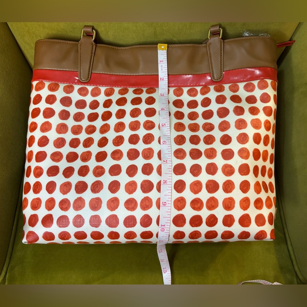 Coach Orange Polka Dot Coated Canvas Tote - Picture 10 of 11
